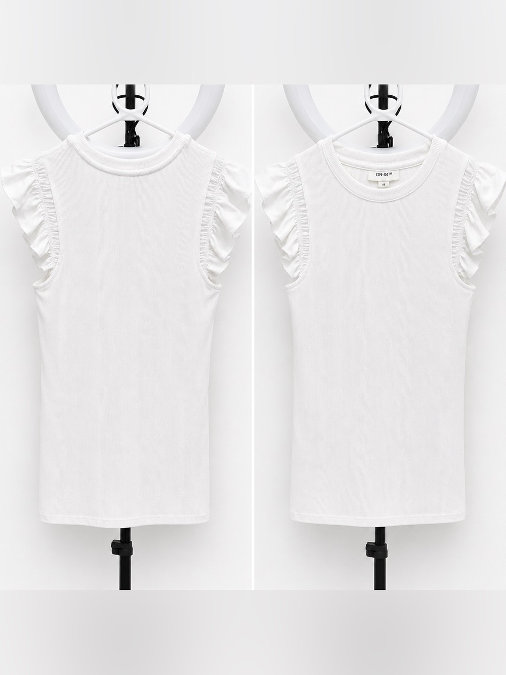 Macy's White Ruffle Cap Sleeve Tank